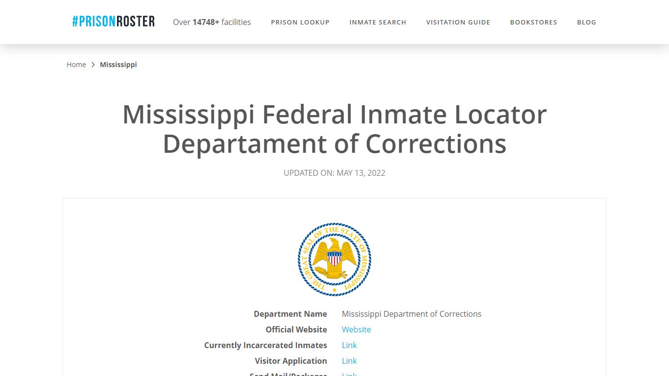 Mississippi Federal Inmate Search - Inmate Locator